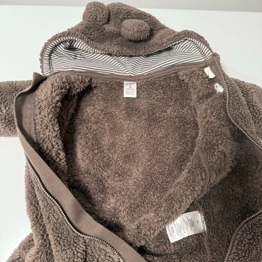 Soft fleece brown teddy bear onesie